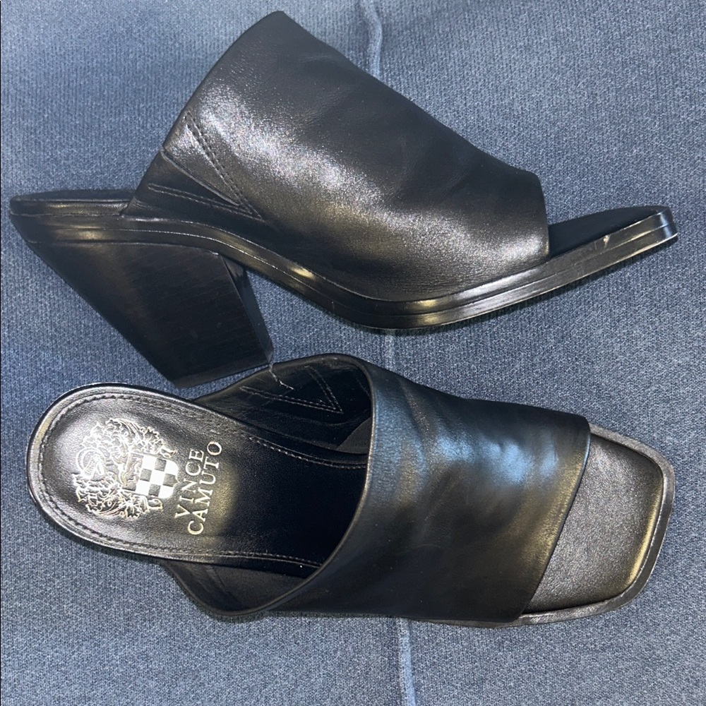 Vince Camuto Black Open-Toe Mules